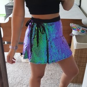 Sequin wrap skirt
